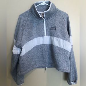 Victoria Secret Pink half zip sweater knit cropped sweatshirt size large